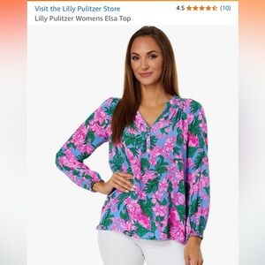 Lilly Pulitzer Elsa 100% silk top Cerise Pink Safari Sunset XXS